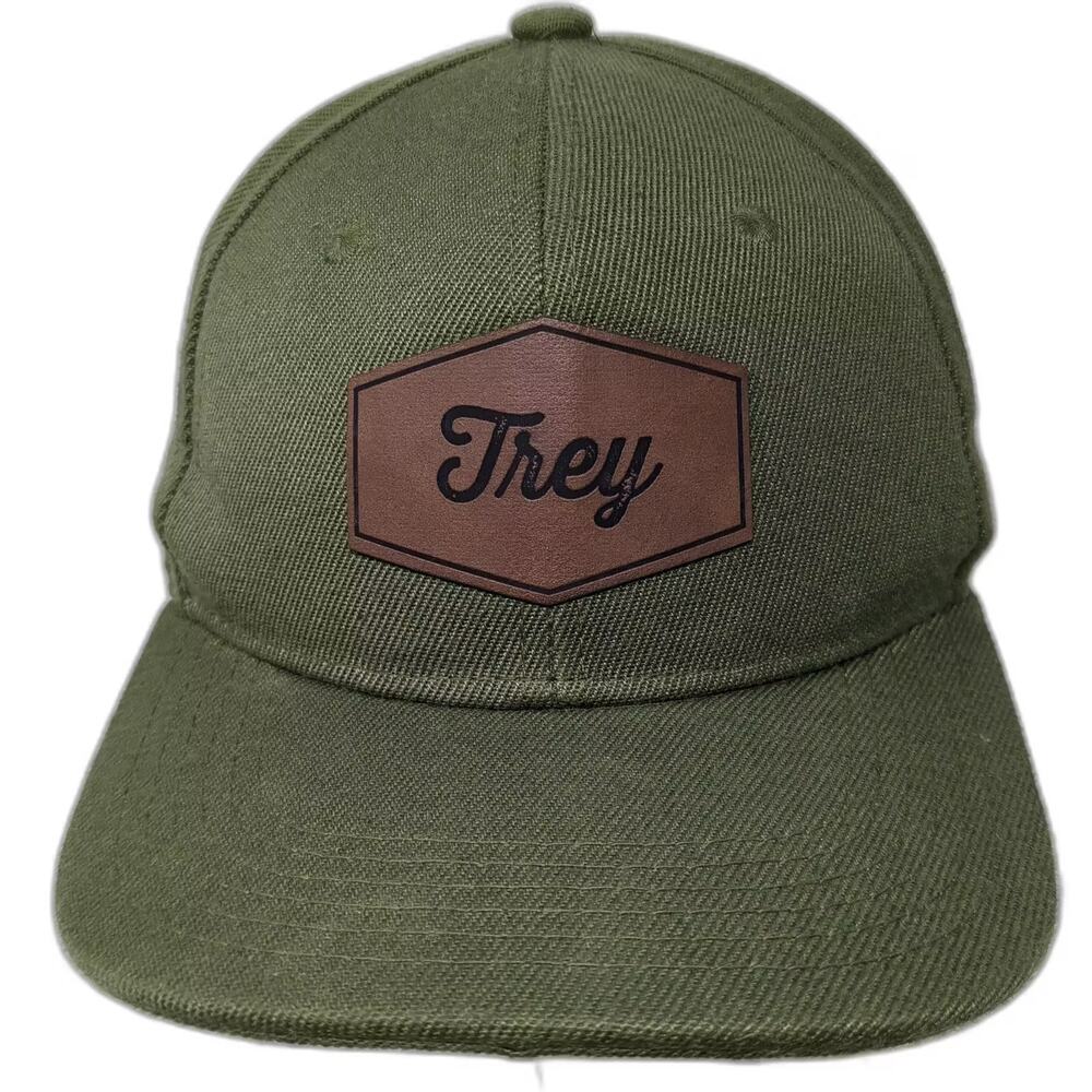 Crown Snapback Green Brown Hat Trey Patch OS Adjustable Flat Brim Badge Cap